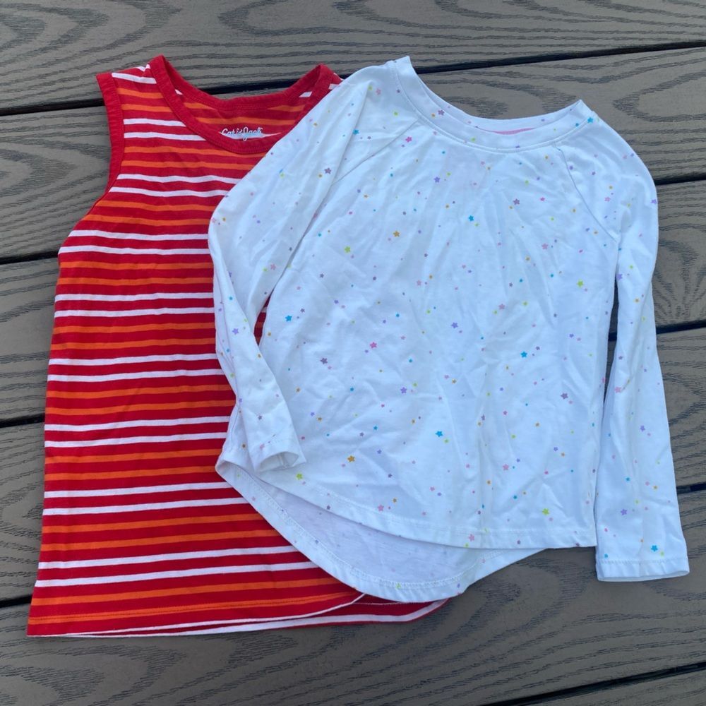 Bundle Cat & Jack little girls tops 5T striped stars long sleeve tank top